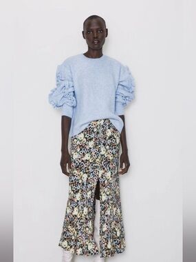 Zara multicolored floral print midi skirt-SZ XS